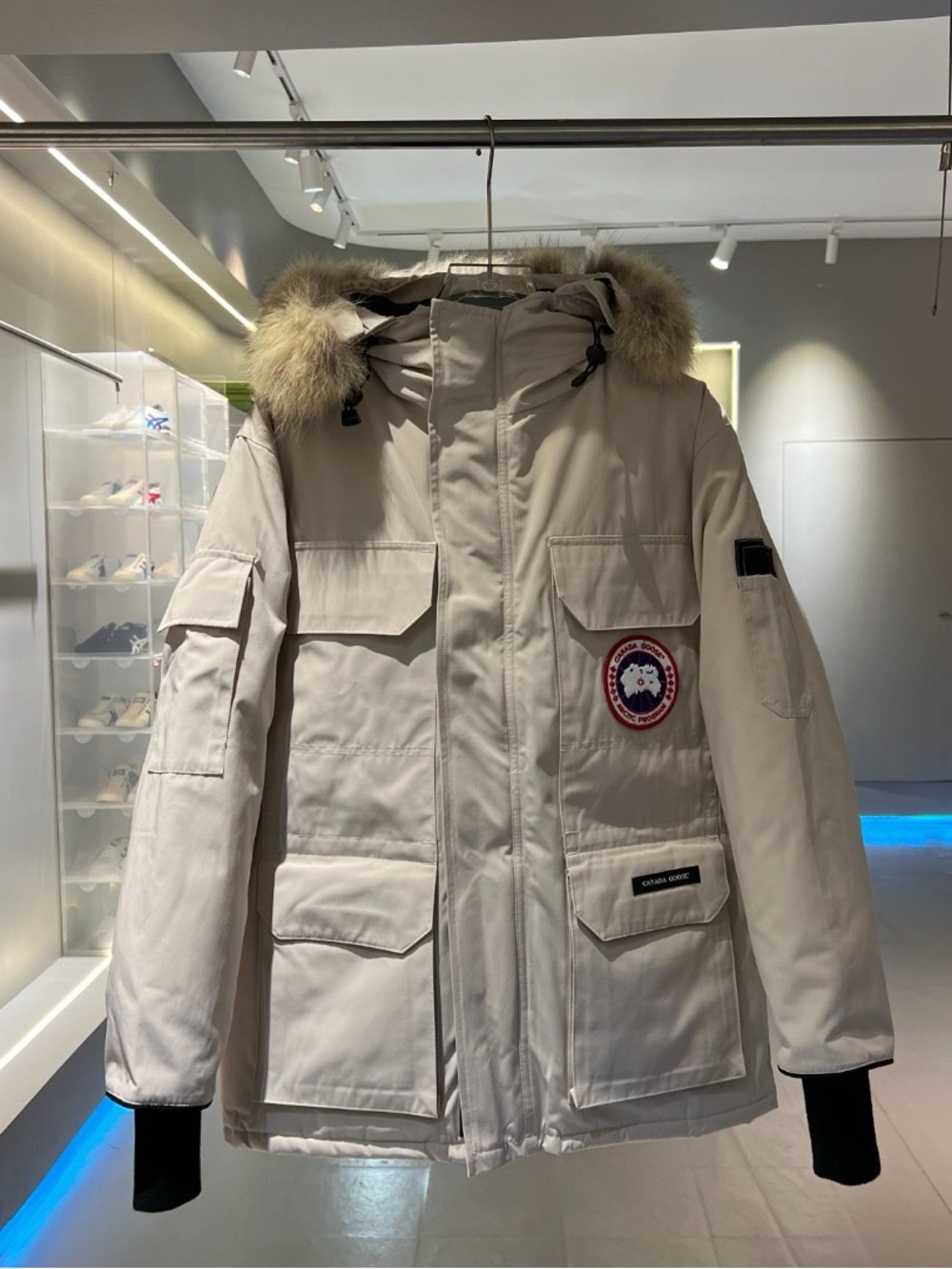 Canada Goose-Inspired Women's Ski Parka in Light Beige with Fur Trim